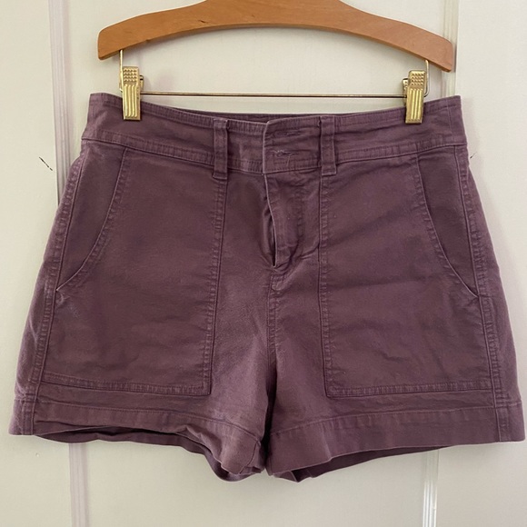 A New Day High-Rise Dusty Purple Stretch Cotton Cargo Utility Midi Shorts Size 8 - Picture 1 of 4